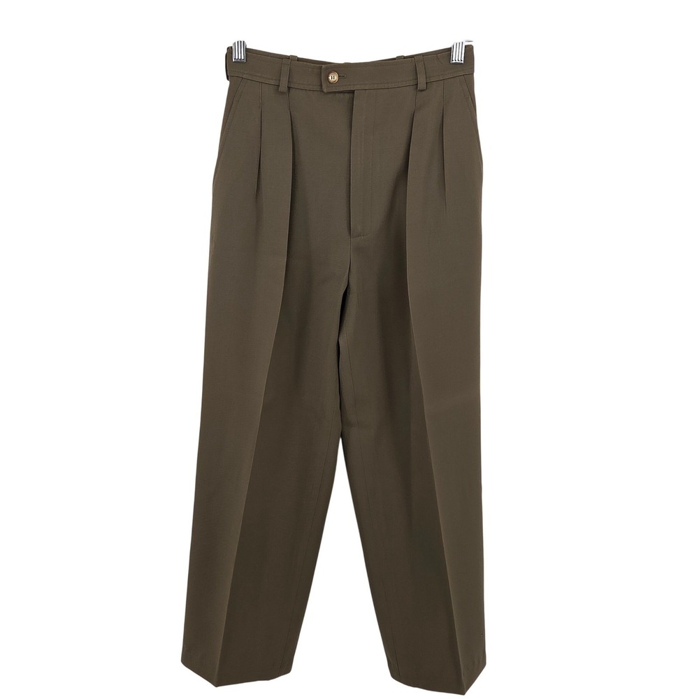 Vintage Saint Laurent Rive Gauche Olive Army Green Womens 40 Dress Career Pants